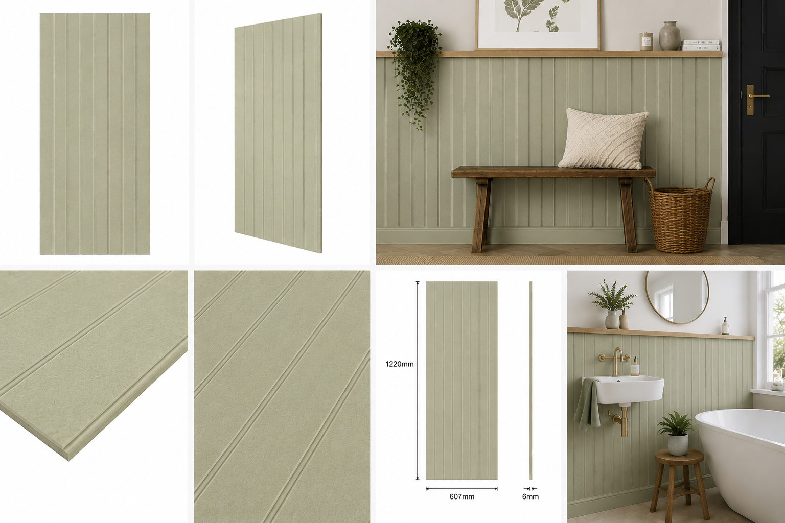 Slat Effect Beaded MDF Wall Panel, Moisture Resistant 1220mm X 607mm X 6mm