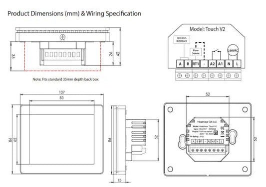 Heatmiser Touch-W Programmable Touchscreen Thermostat