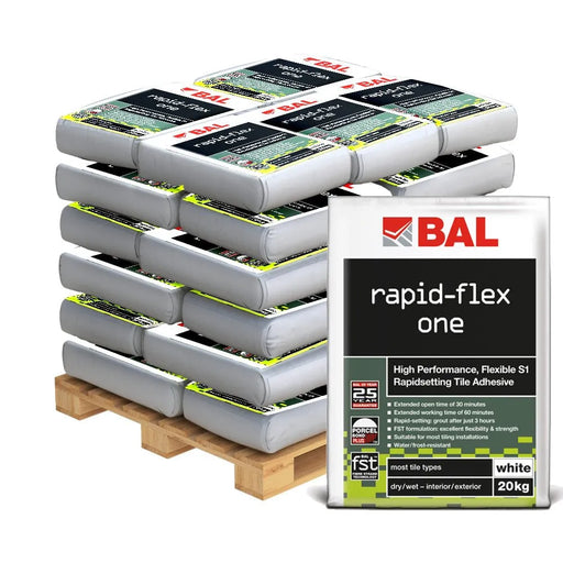 BAL Rapid-Flex One Tile Adhesive - White - Pallet 50 Bags - Underfloor Heating Direct