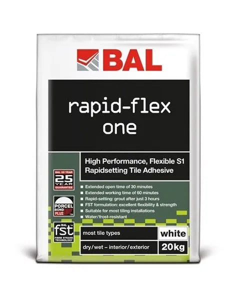 BAL Rapid-Flex One Tile Adhesive - White - Underfloor Heating Direct