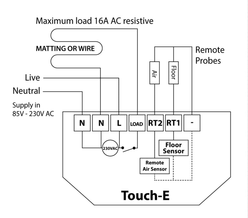 Heatmiser Touch-E Programmable Touchscreen Thermostat - Underfloor Heating Direct