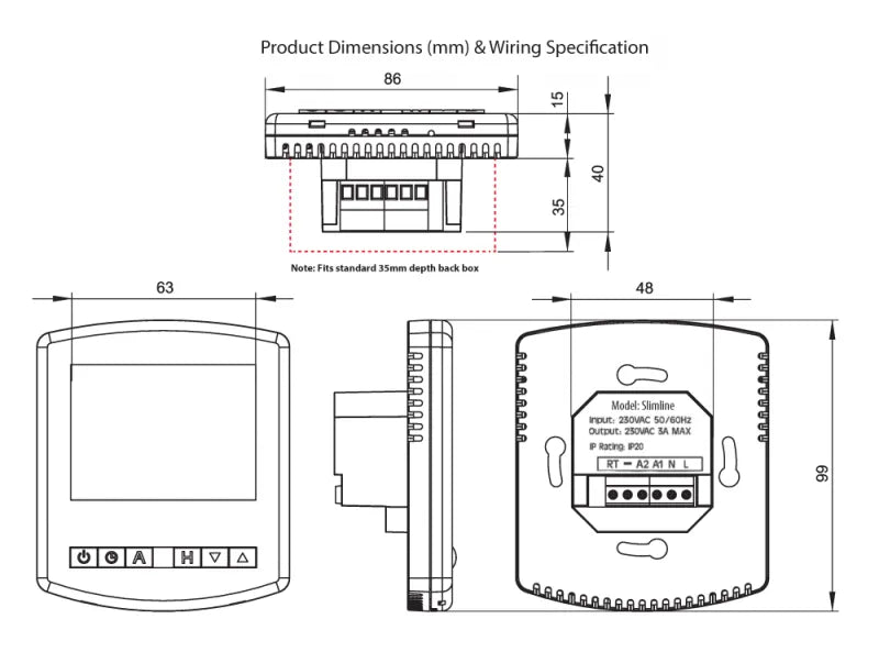 Heatmiser Slimline-W Programmable Thermostat V4
